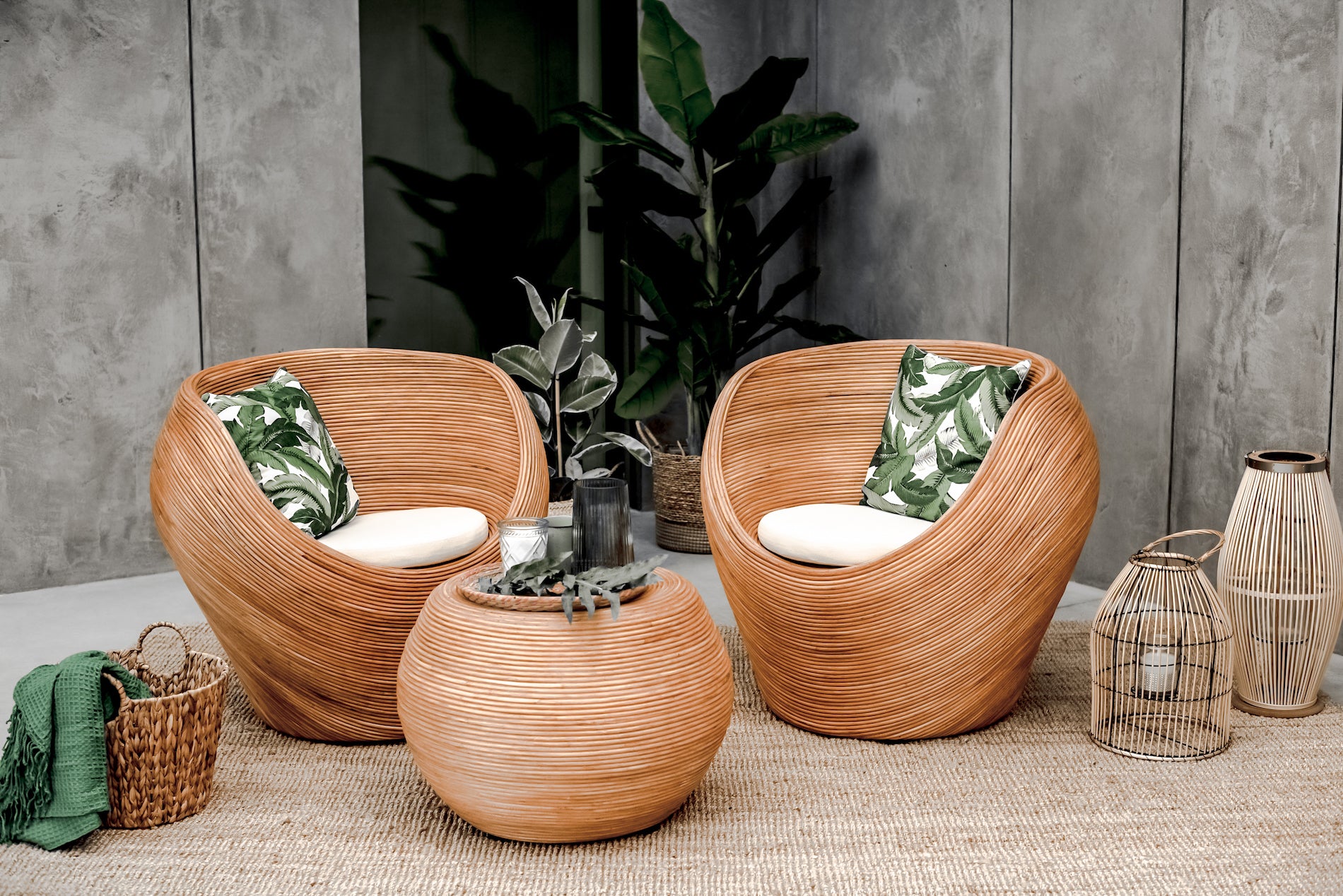 Rattan Round Table - Rattan Furniture - Boho Style Rattan - Monnarita - handmade table