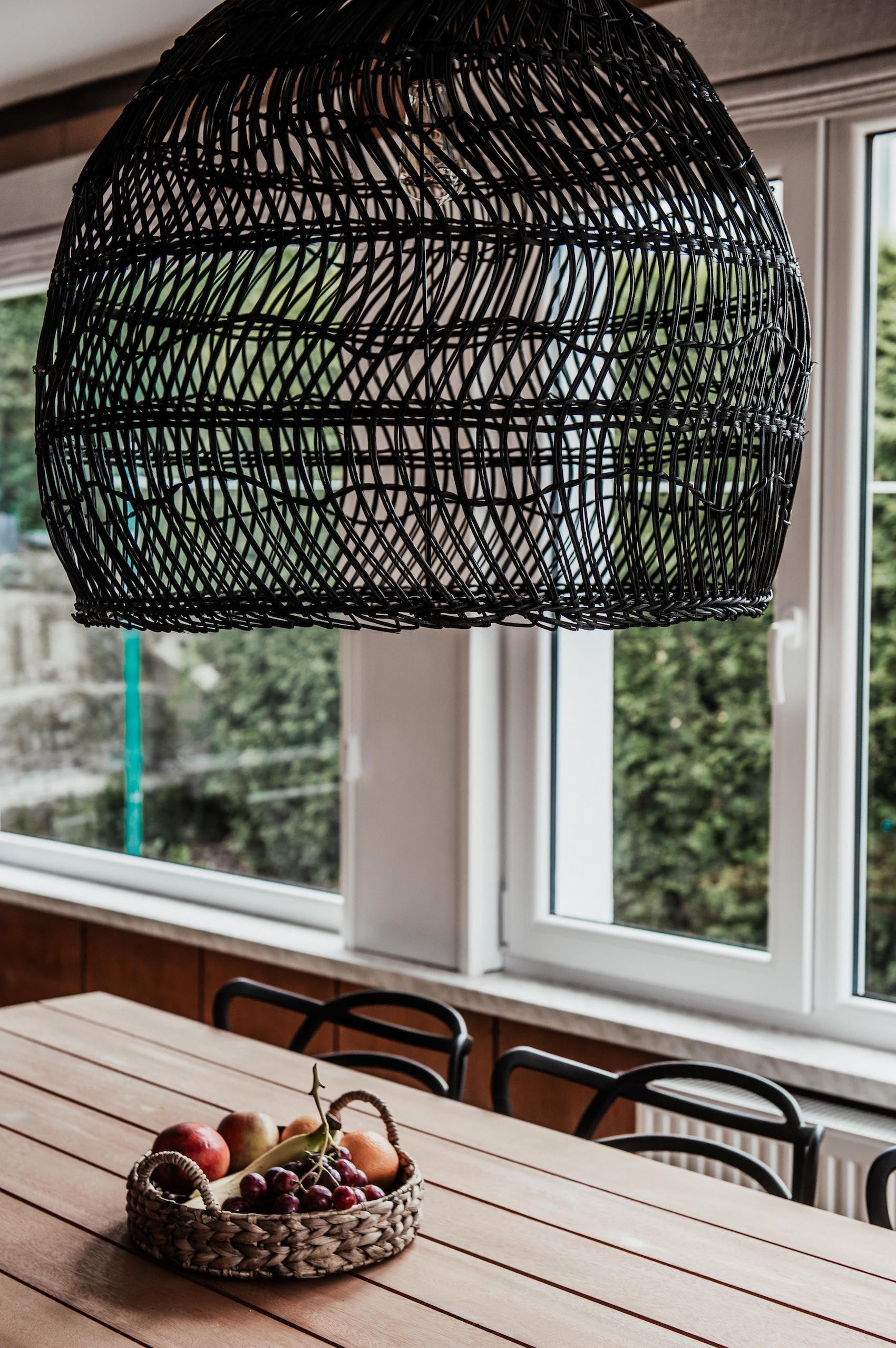 Black Rattan Lamp - Rattan Furniture - Boho Style Lamp - Monnarita - handmade lamp
