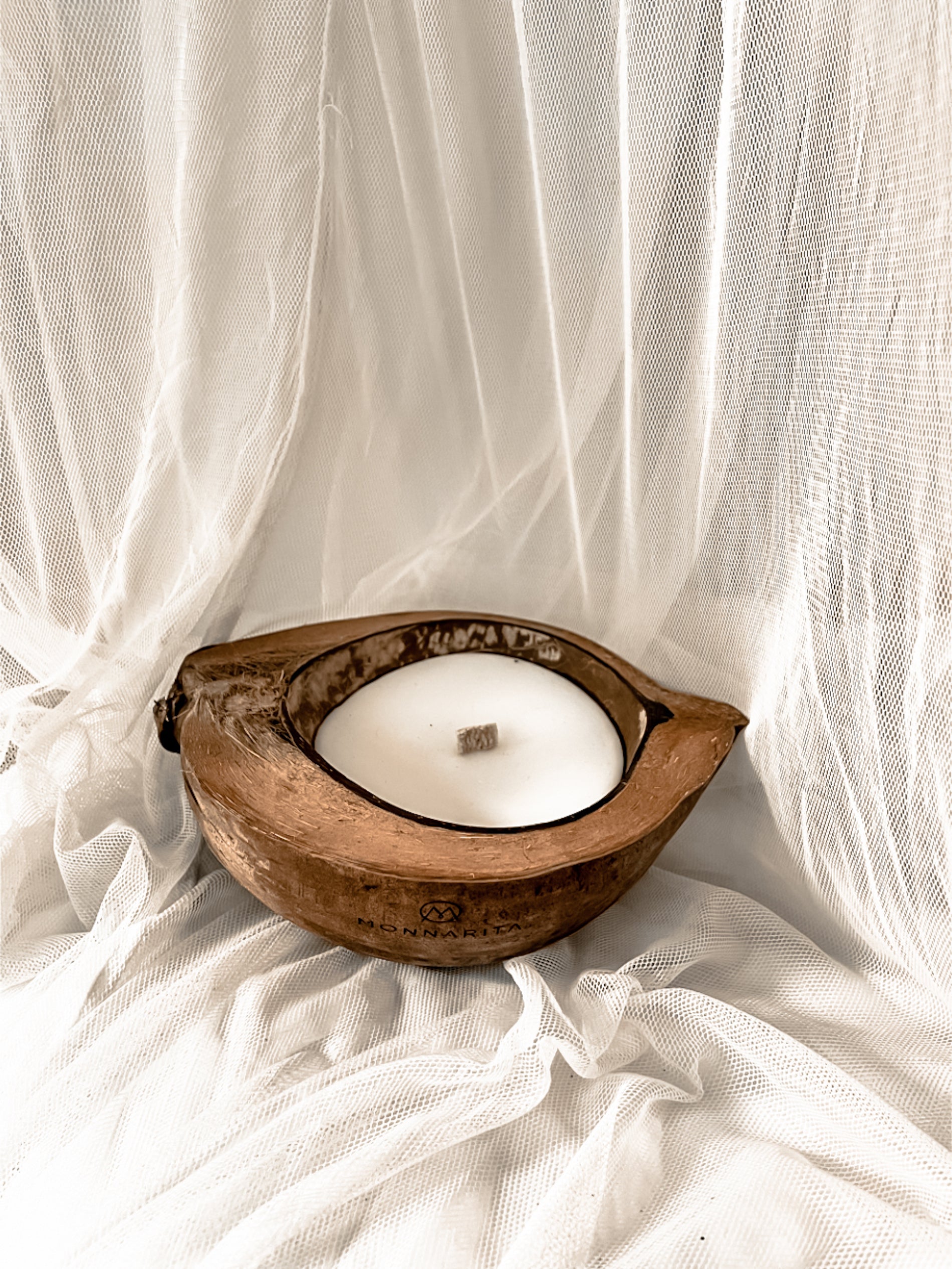 Coconut Shell Candle - Recycled Candle - Boho Style Decor - Monnarita - handmade decor
